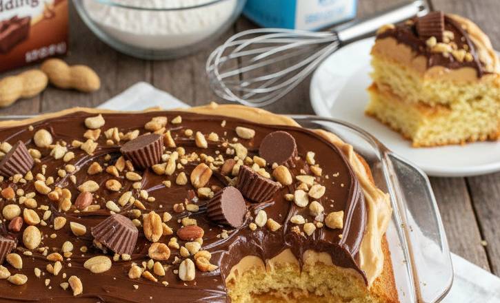 how-to-make-Peanut-butter-poke-cake-with-pudding